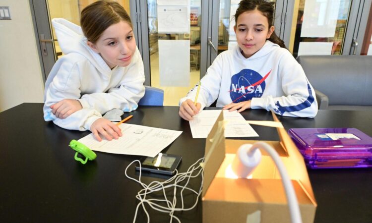 Fieldston Lower 5th Graders doing science experiment
