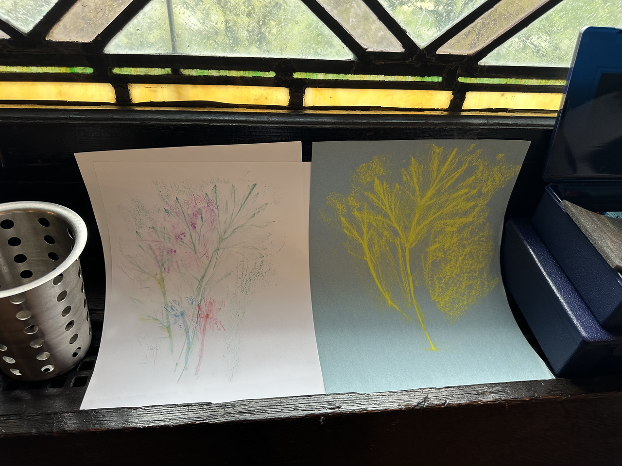 Photo of student nature art.