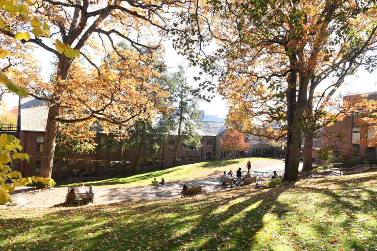 Campus shot of the ECFS Quad during fall