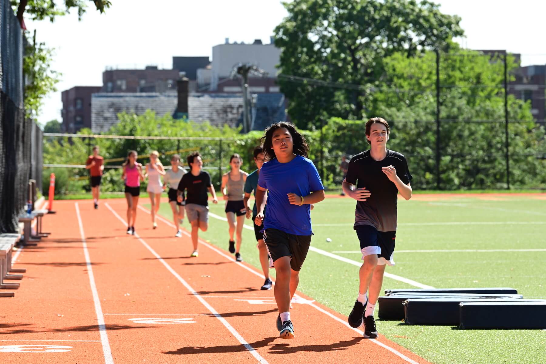 Ethical Culture Fieldston School Fieldston Upper track team practices on the track