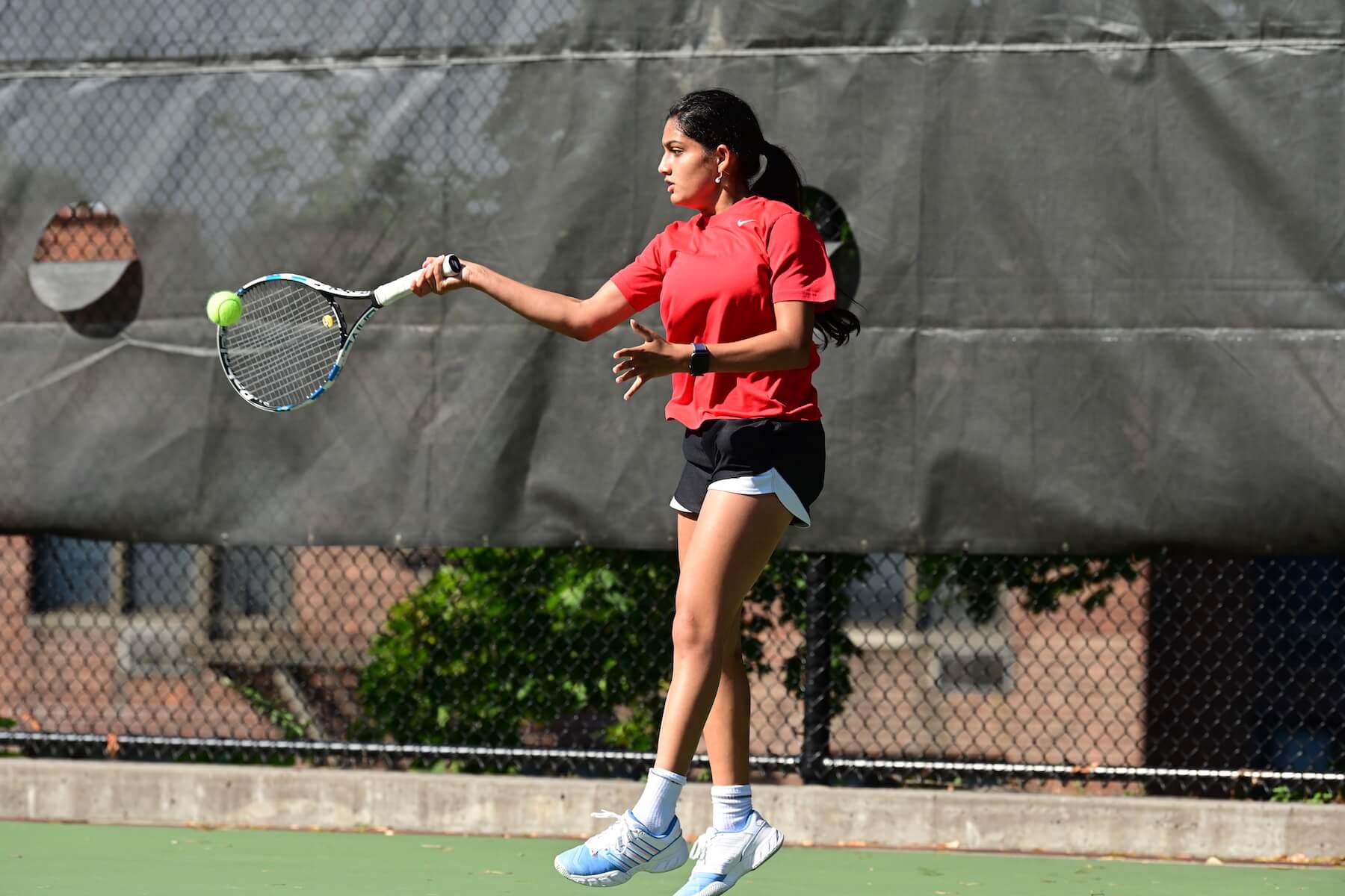 Ethical Culture Fieldston School Fieldston Upper girls tennis team practicing on the court