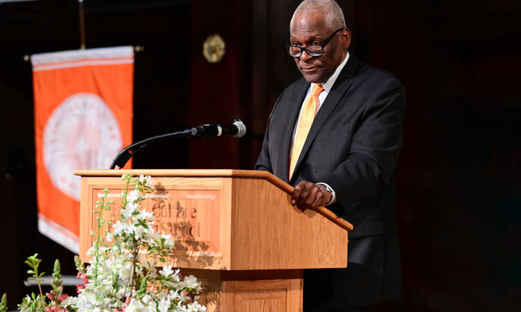 Keith Wright ’73, Politician speaking at Ethical Culture Fieldston School's Founder's Day
