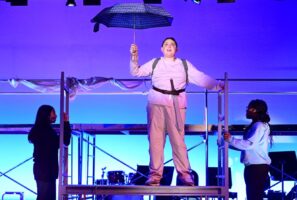 Ethical Culture Fieldston School Fieldston Middle students on stage during rehearsal