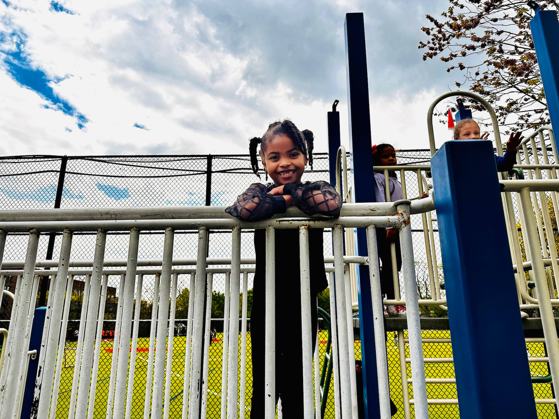 An Ethical Culture Fieldston School Fieldston Lower student plays on the playground