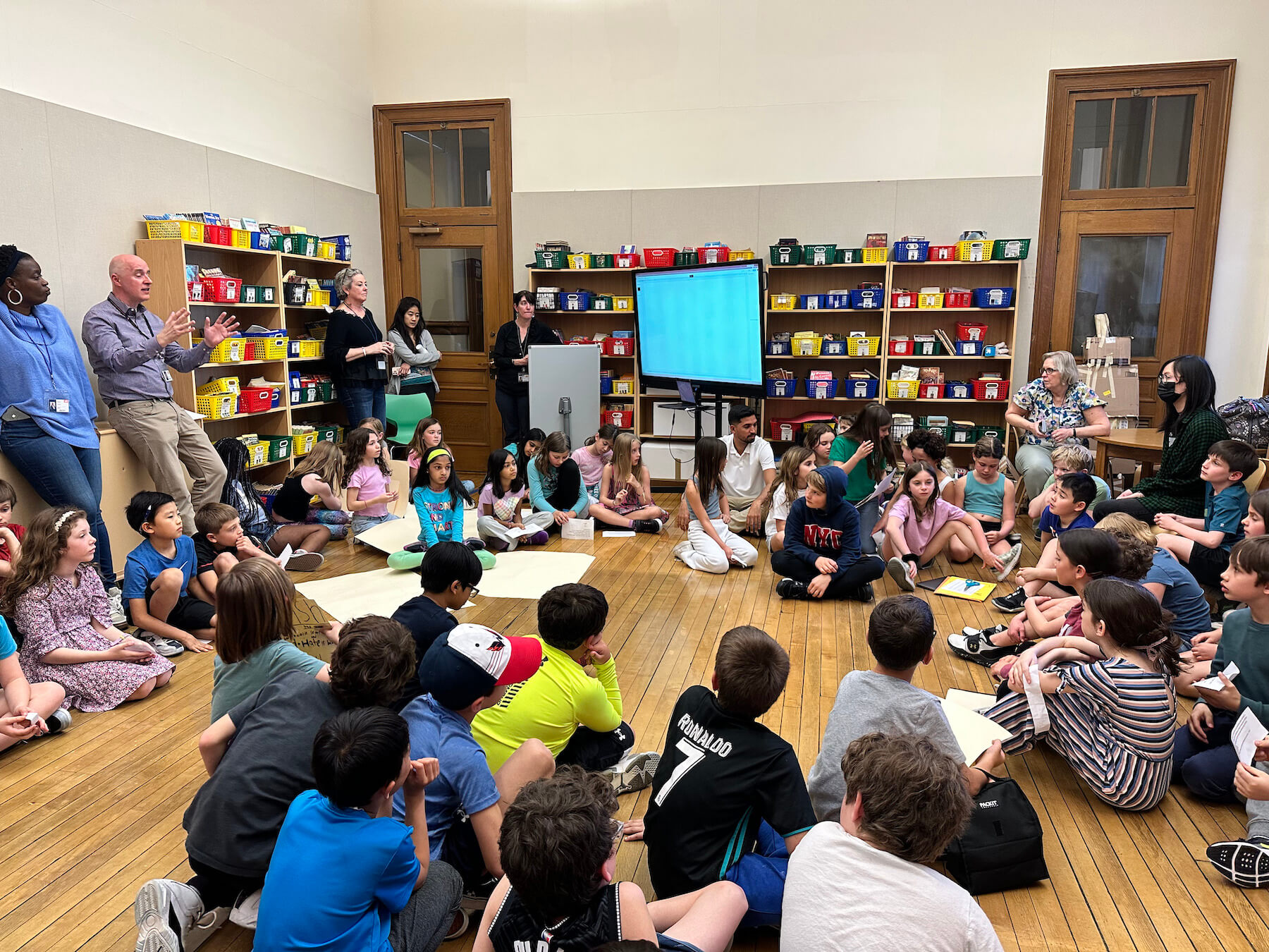 Classroom of Ethical Culture Fieldston School Ethical Culture students learning in classroom during earth day unit
