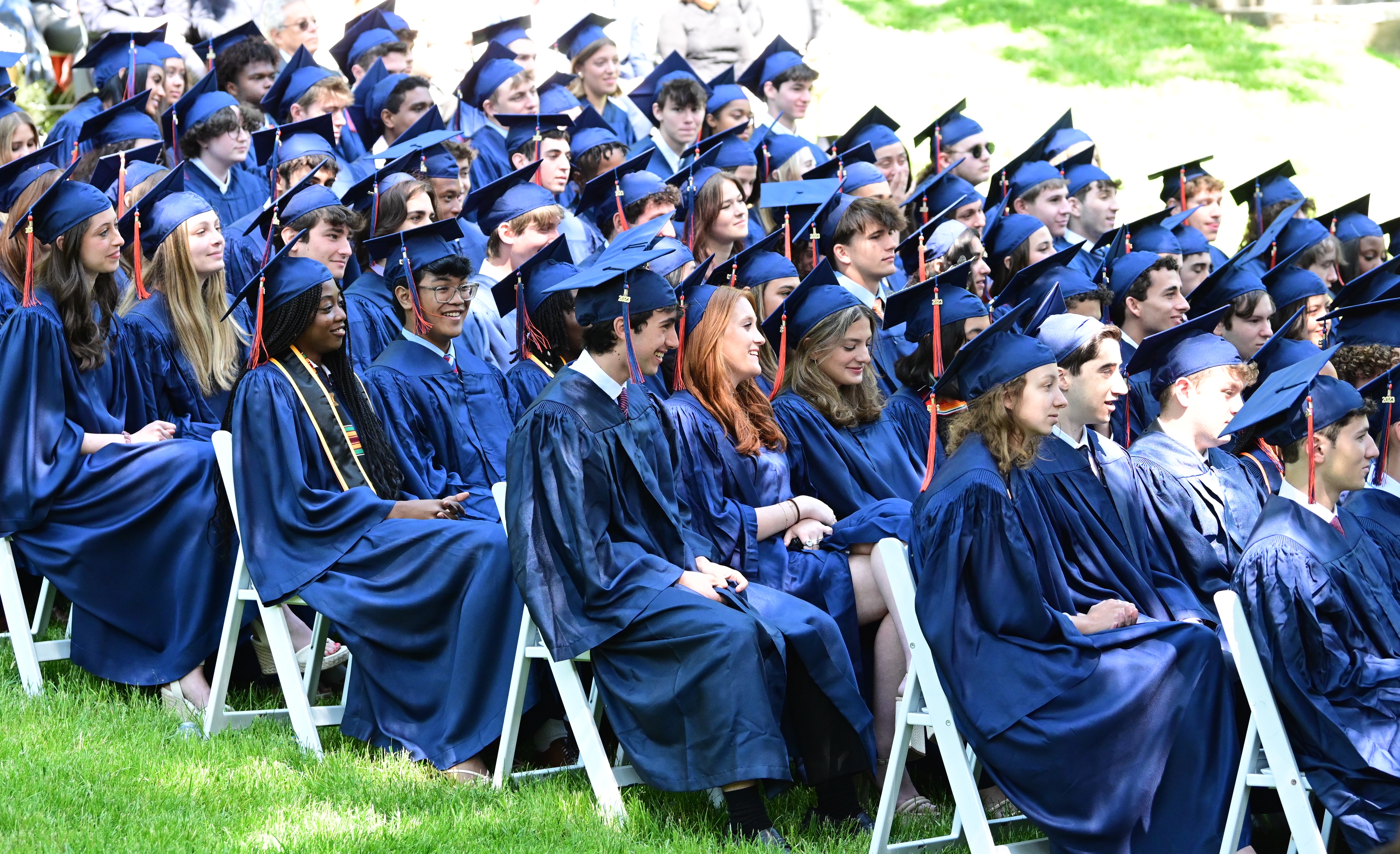 Ethical Culture Fieldston School Commencement students listening to speaker during graduation