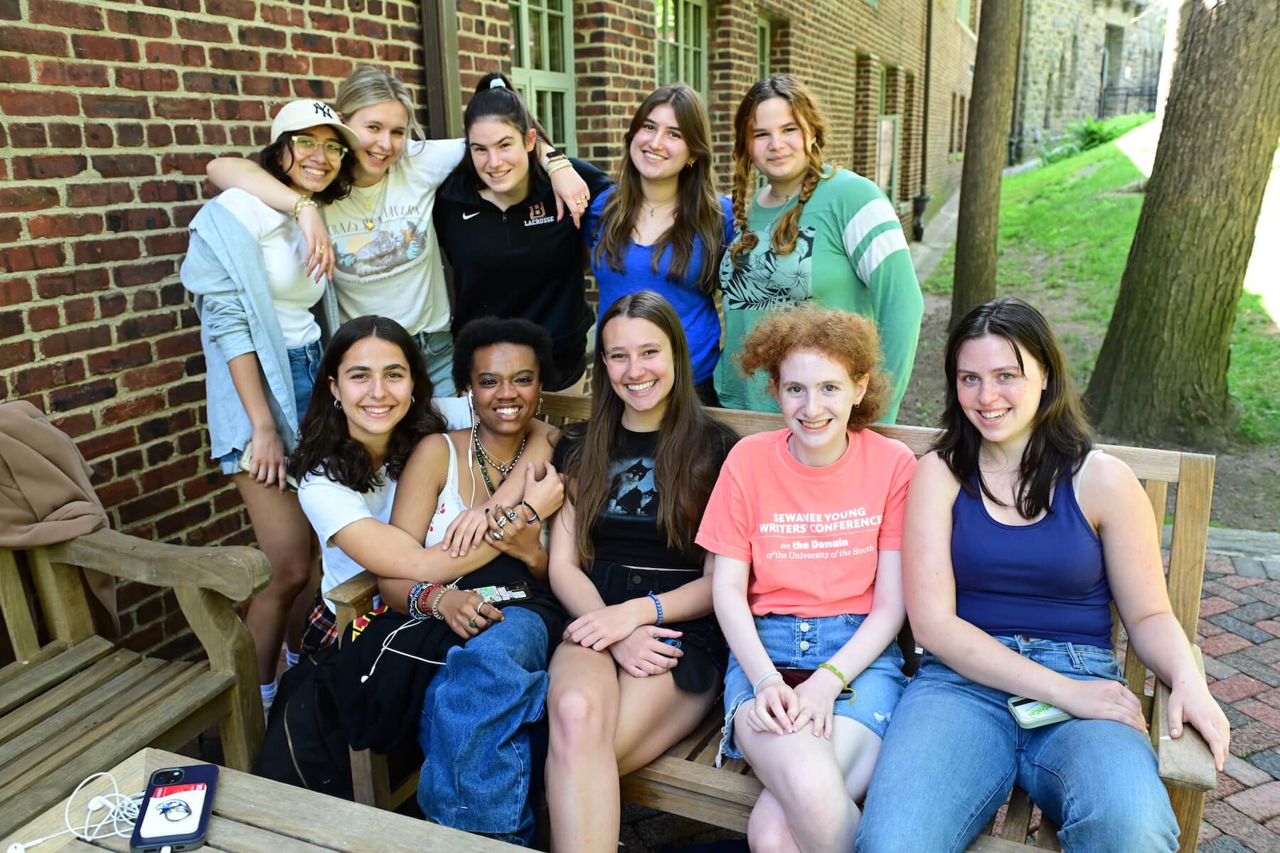 Ethical Culture Fieldston School Upper School students gather for photo on the Quad