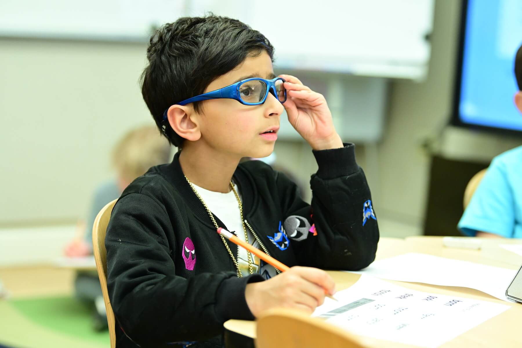 Ethical Culture Fieldston School Ethical Culture student listens intently during class