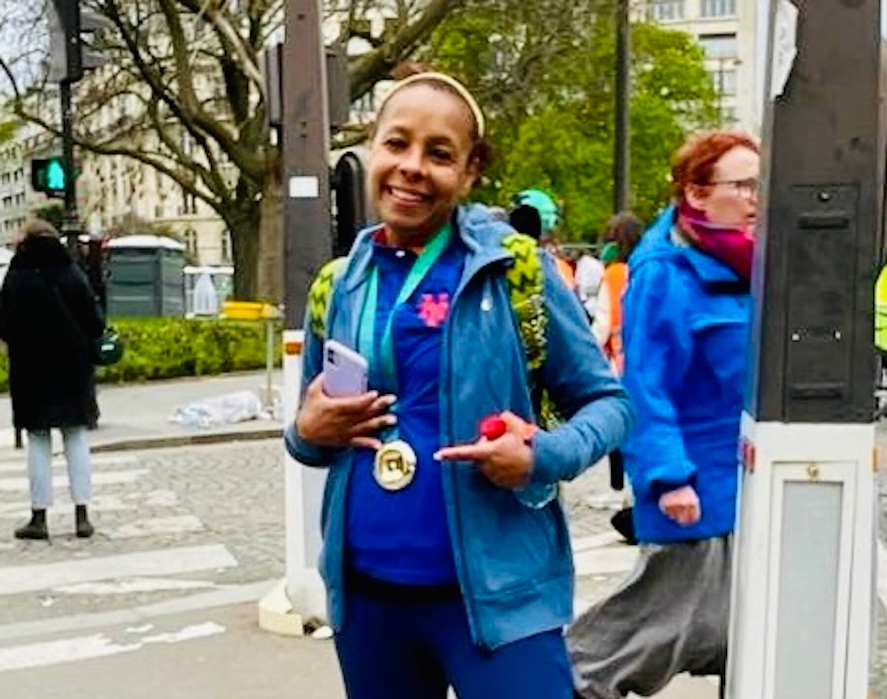 Ethical Culture Fieldston School faculty with marathon medal