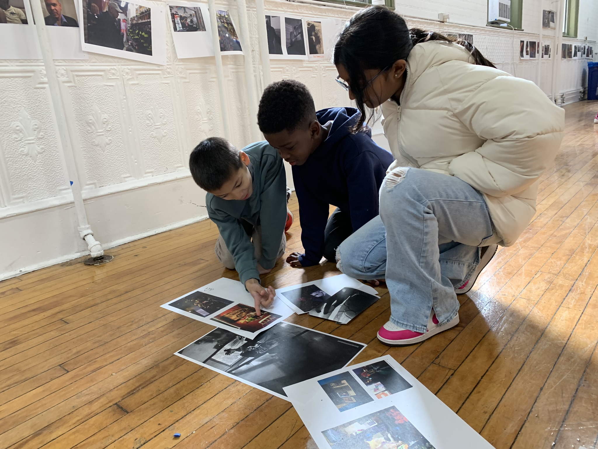 ECFS students examine documents together as part of hands-on experience.