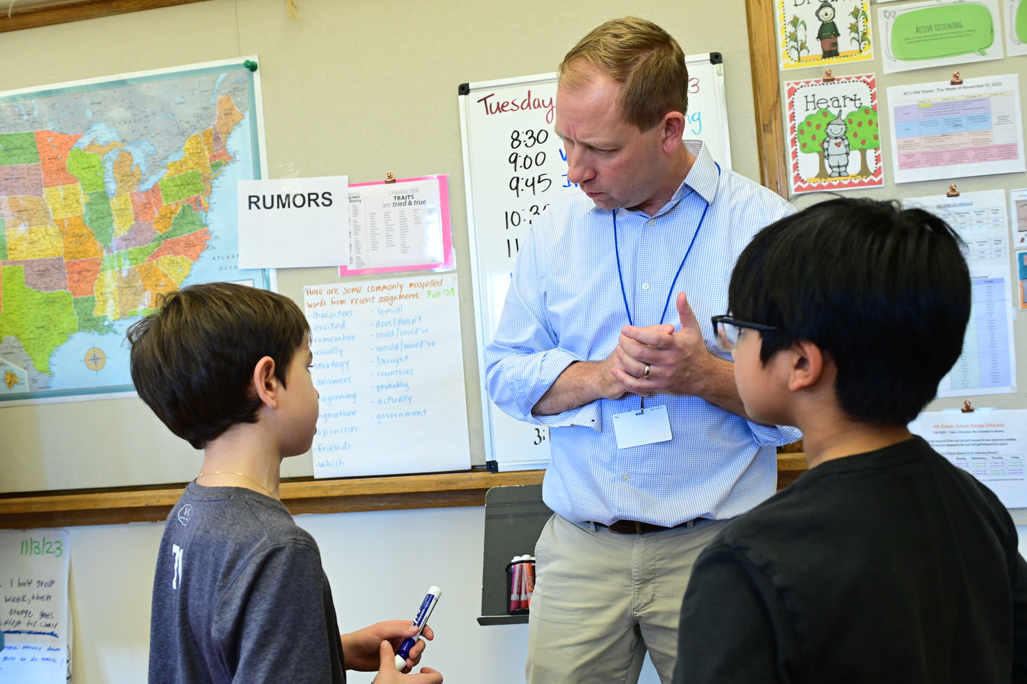 Students discuss rumors and gossip with Dr. Erik Landgren at Ethical Culture.