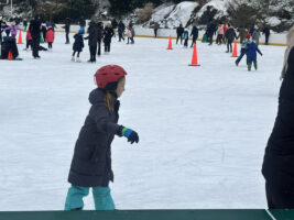 Student ice skates during Ethical Culture after school program.