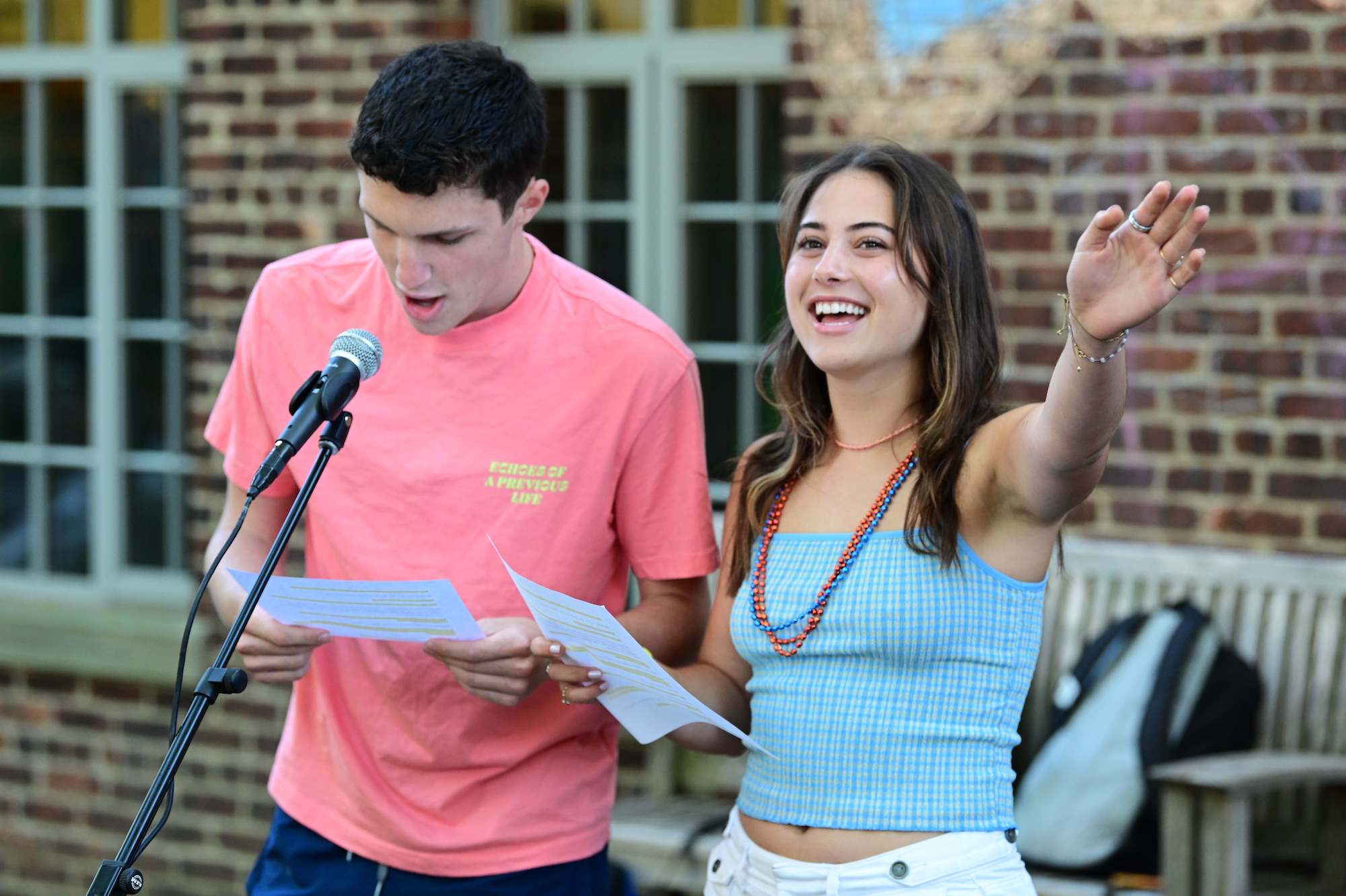 Fieldston Student Government co-presidents address the senior class