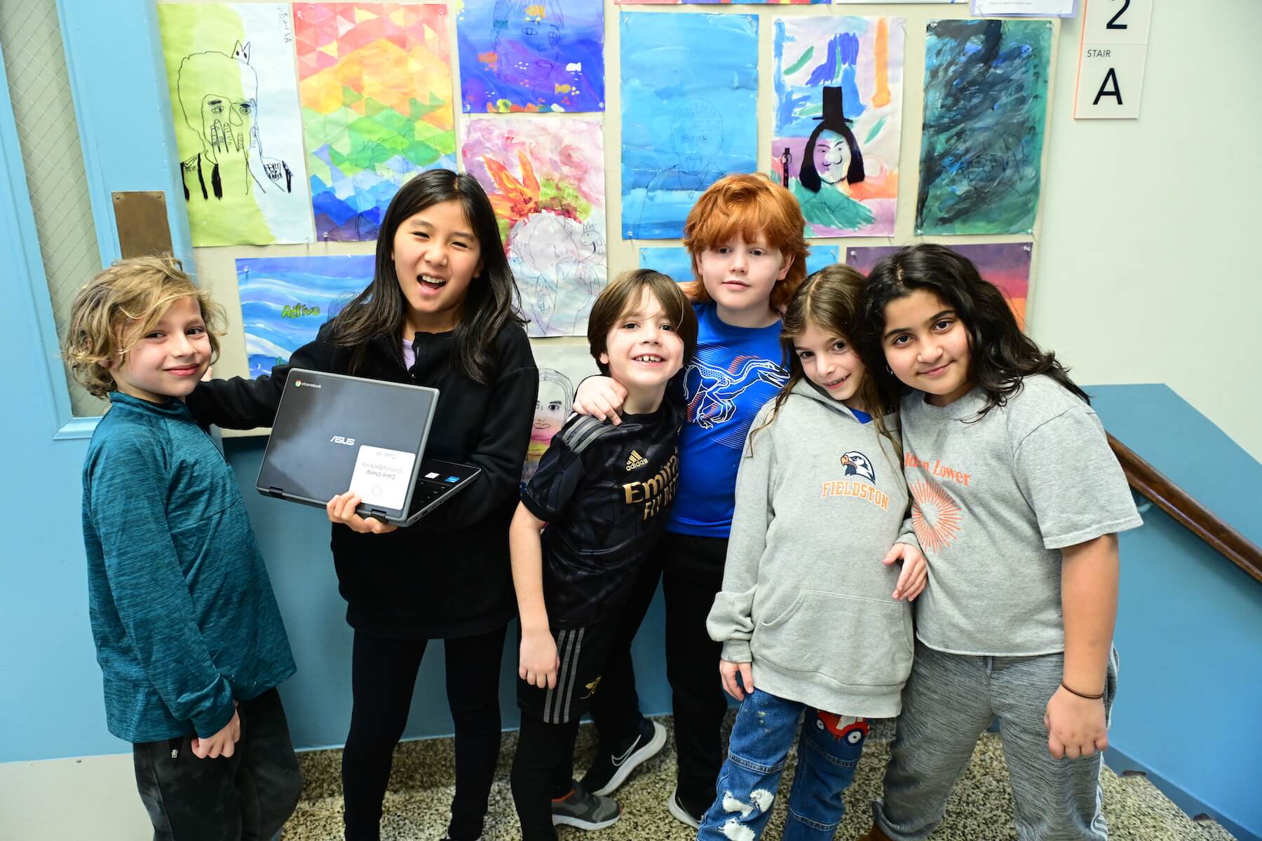 Ethical Culture Fieldston School students pose for a photo at Fieldston Lower