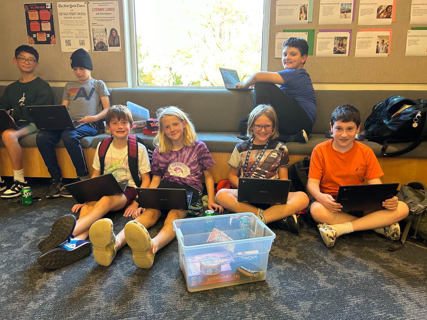Ethical Culture Fieldston School_Feel Good Photos_Middle School students sitting in agora during the social