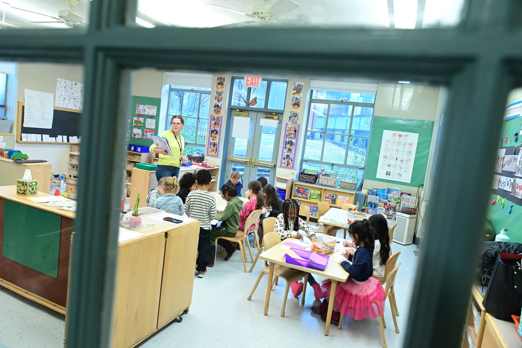 Ethical Culture Fieldston School students engaged in Fieldston Lower kindergarten class