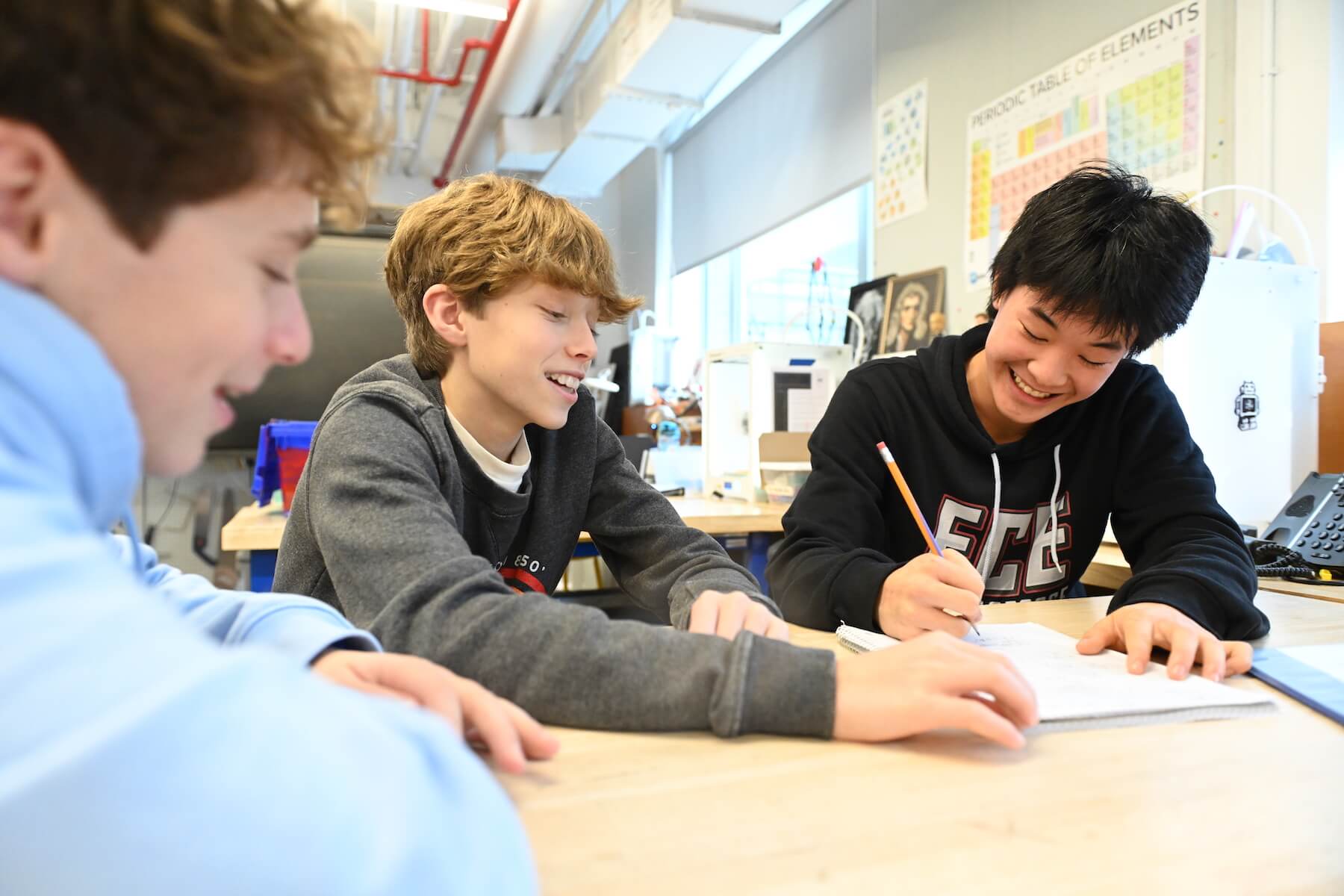 Ethical Culture Fieldston School students studying together in Fieldston Middle