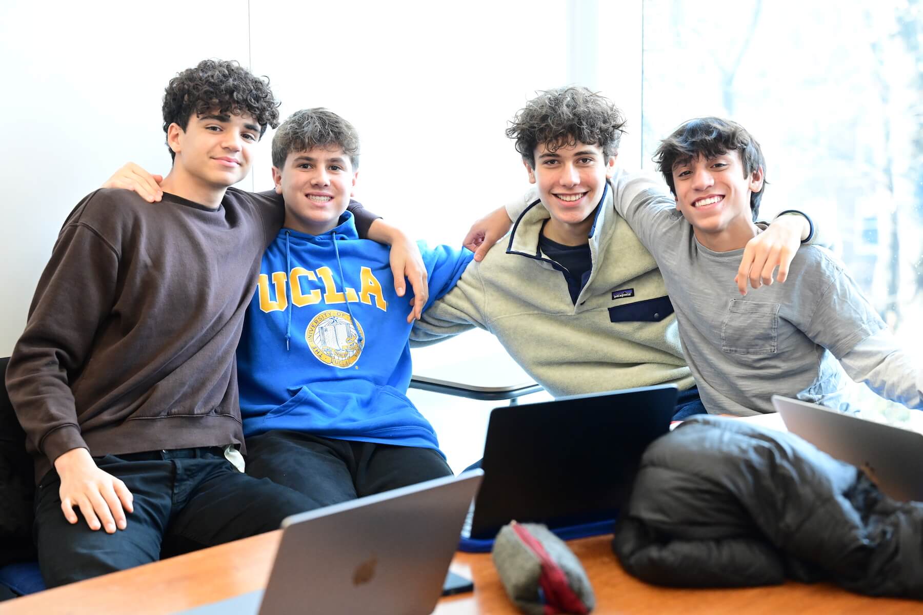 Ethical Culture Fieldston School students posing for photo at Fieldston Upper