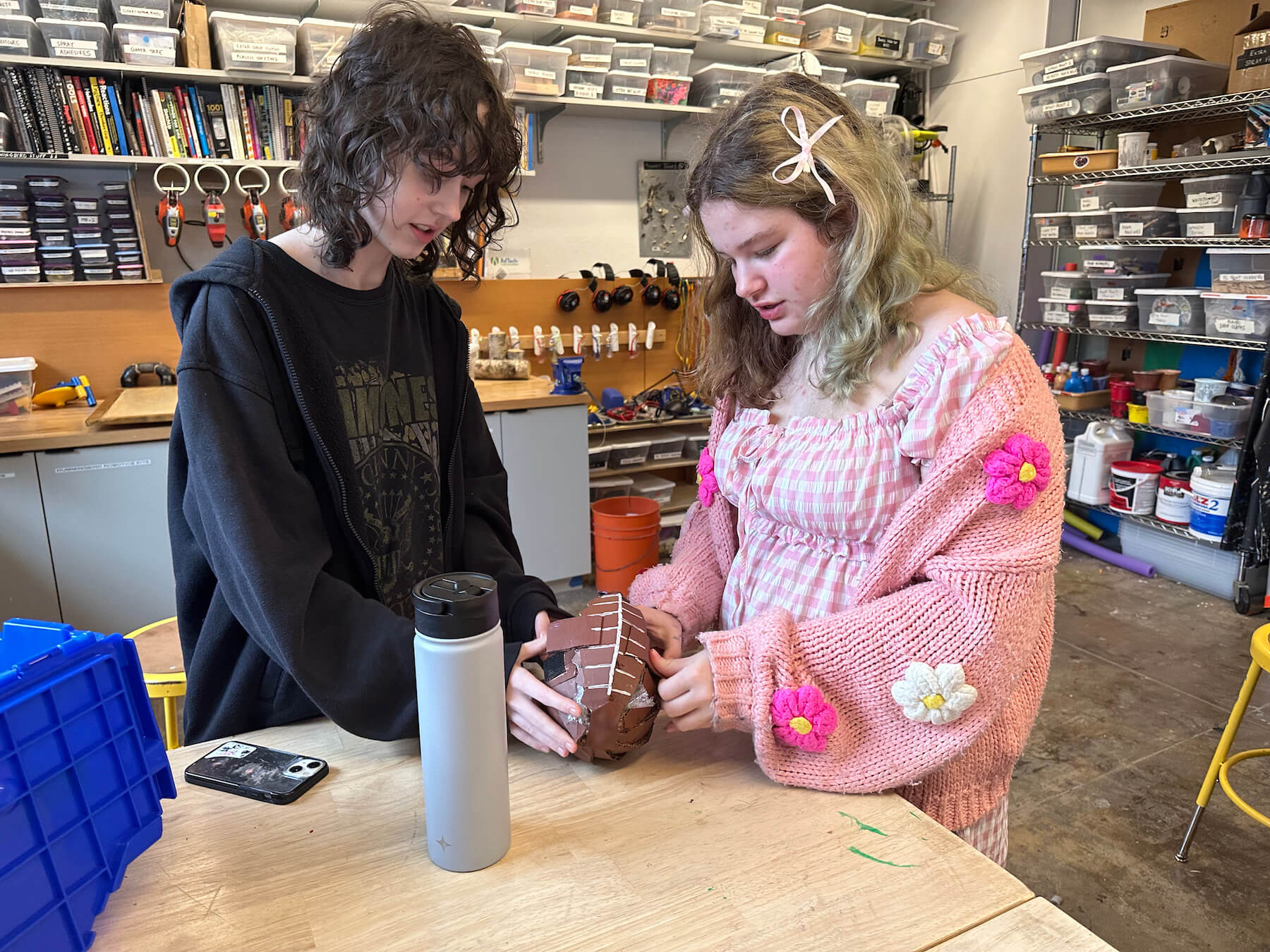 Ethical Culture Fieldston School students work together during Fieldston Middle engineering class