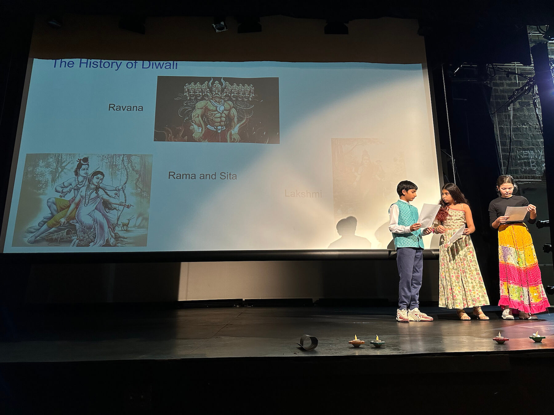 Ethical Culture Fieldston School_Feel Good Photos_Fieldston Middle students presenting during Diwali celebration