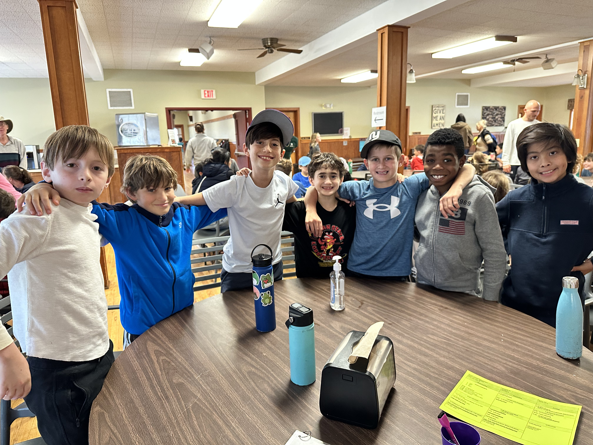 Students pose together in dining hall at Nature's Classroom.