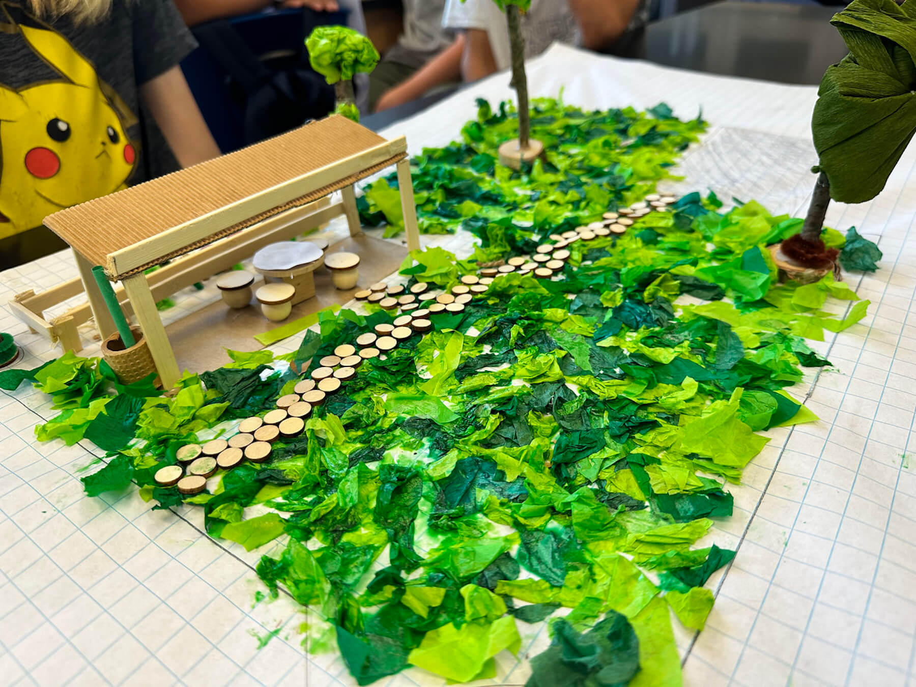 Model of Fieldston Lower Shark Tank project outdoor classroom. 