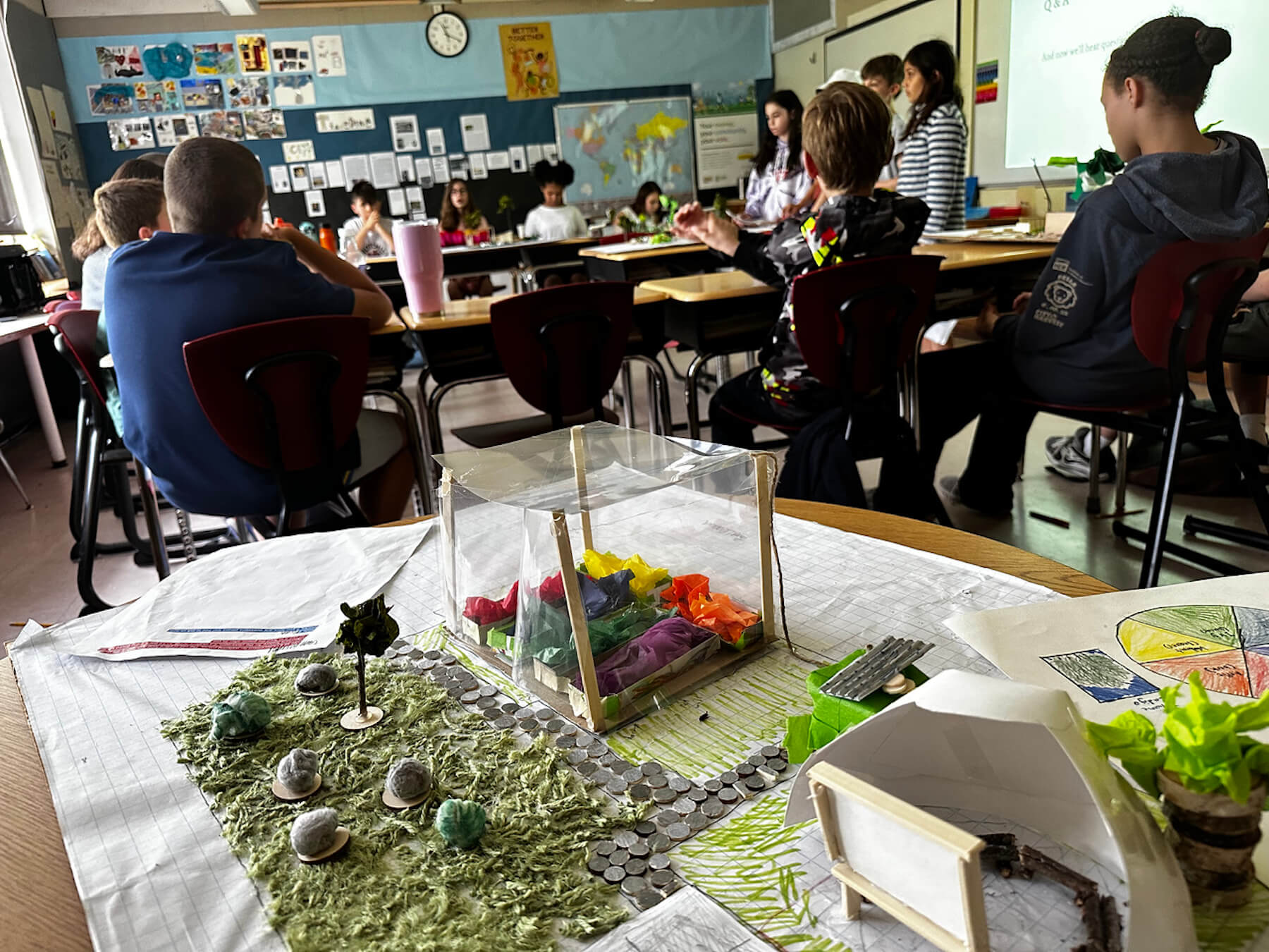 Photo of Fieldston Lower student shark tank model of an outdoor classroom.