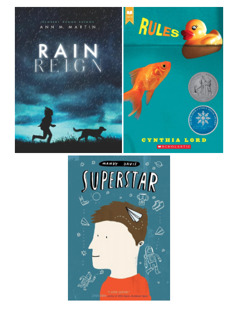Screenshot of the covers of the three books that Fieldston Lower students read during book club.