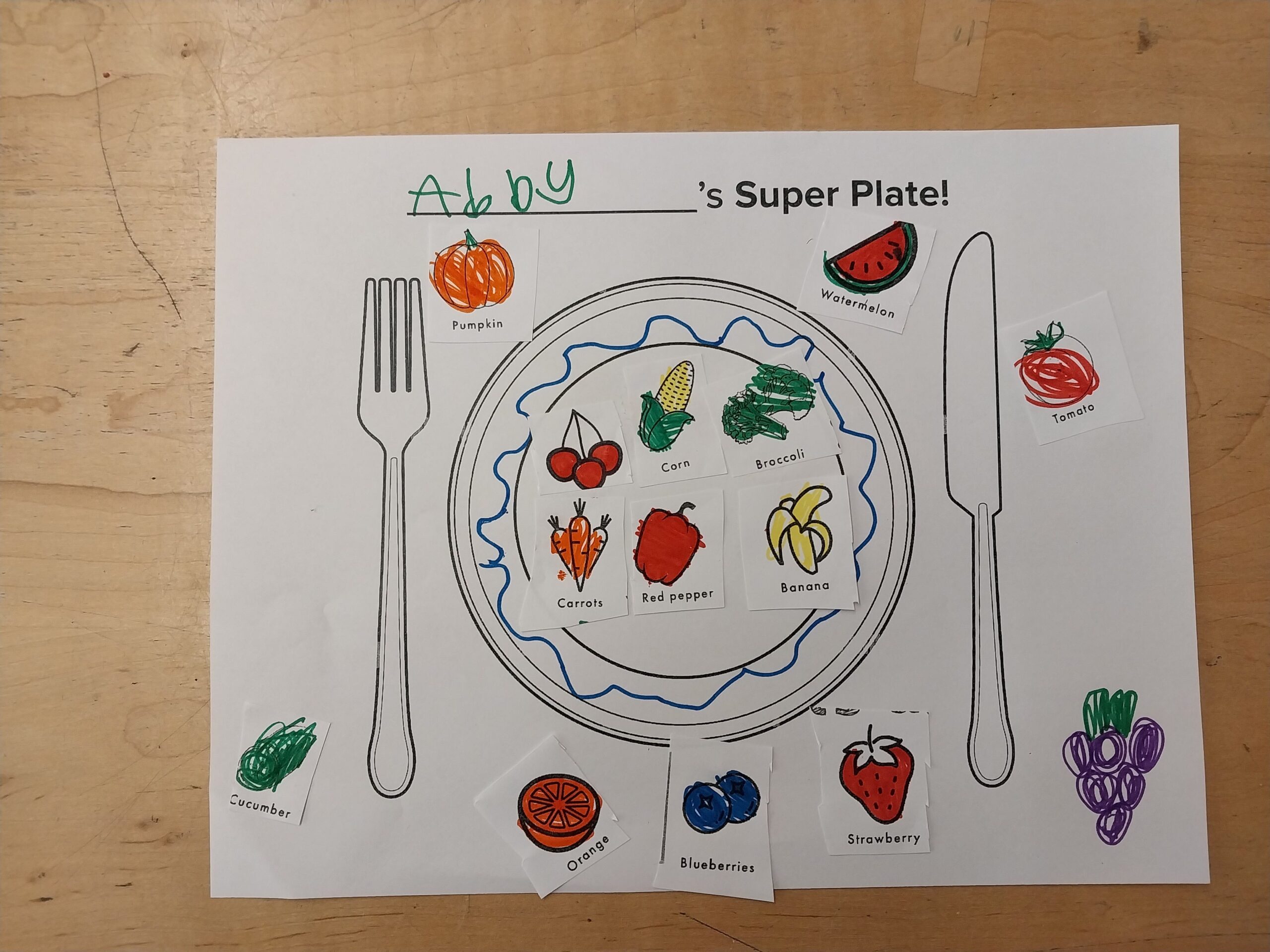 Fieldston Lower student's superfood plate.
