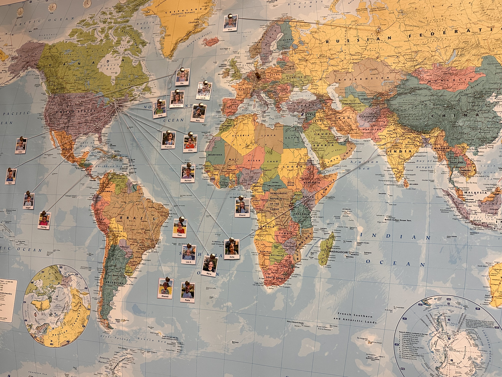 Map of where students' families are from on a map.