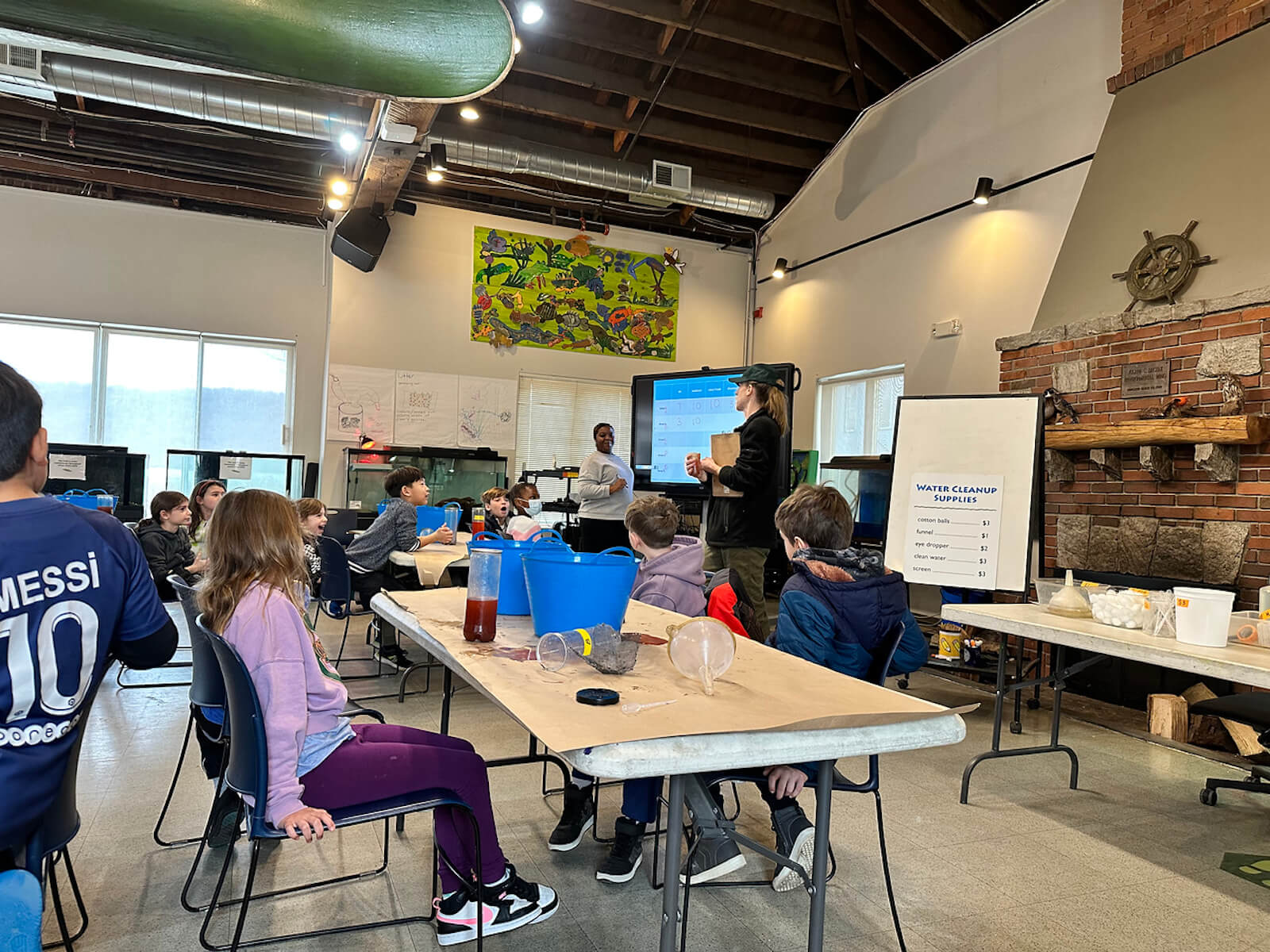 Fieldston Lower students listen to experts at the Beczak Center.