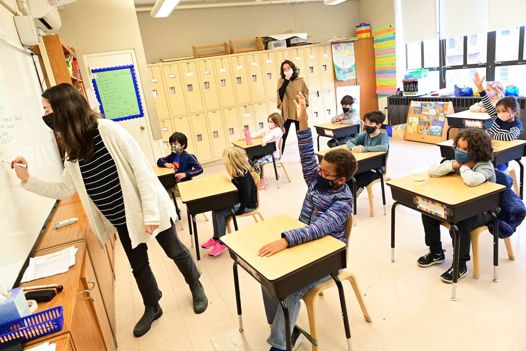 Ethical Culture Fieldston School Fieldston Lower teacher stands in front of students at desks