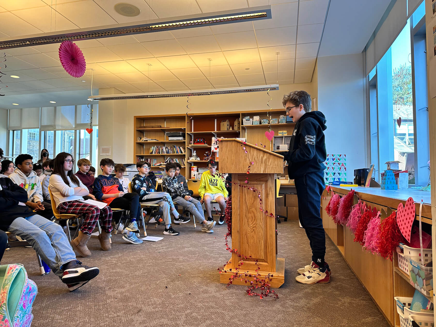 Ethical Culture Fieldston School Middle School Students assemble for Love is Love poetry reading