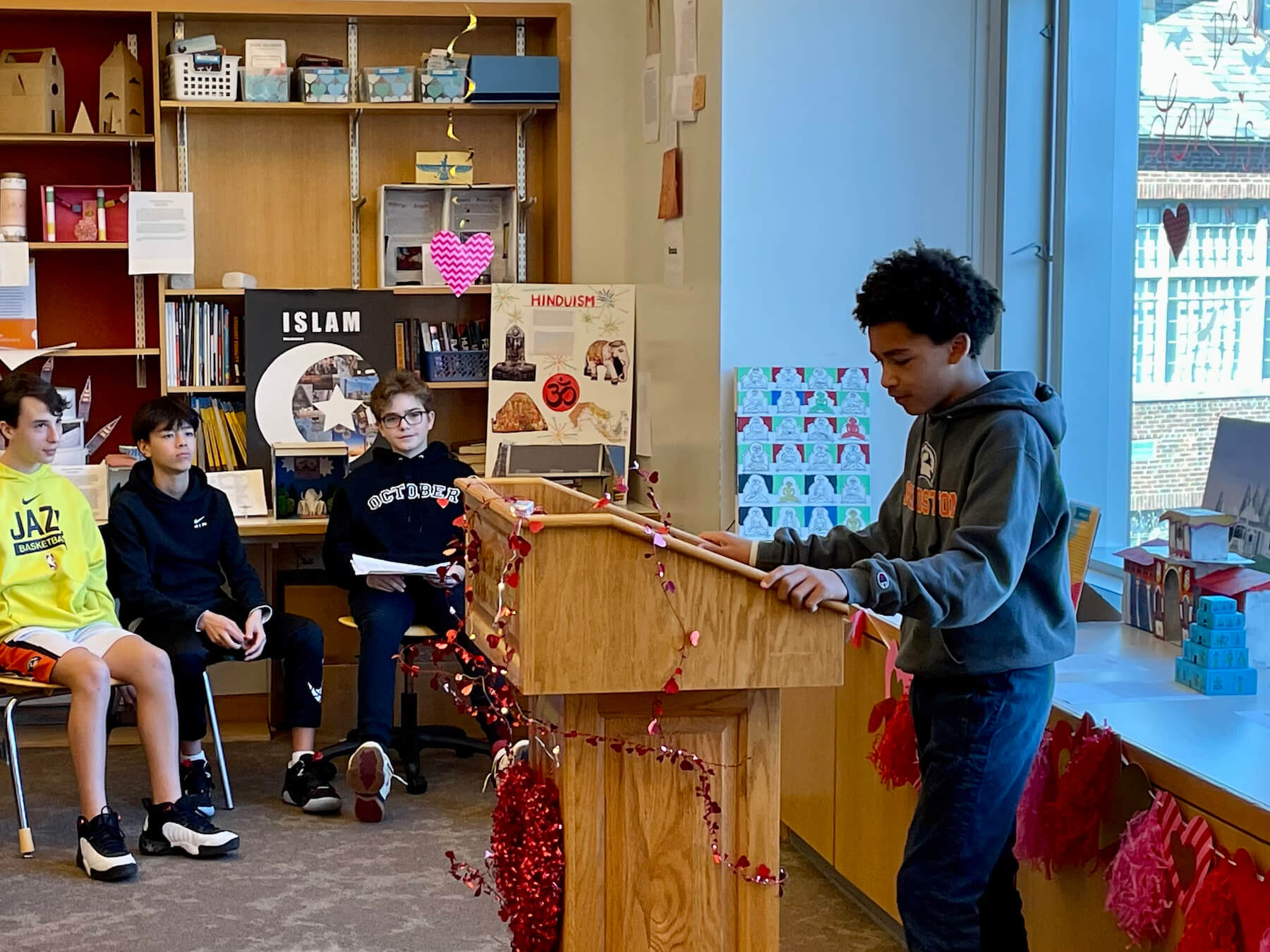 Ethical Culture Fieldston School Middle School Students assemble for Love is Love poetry reading