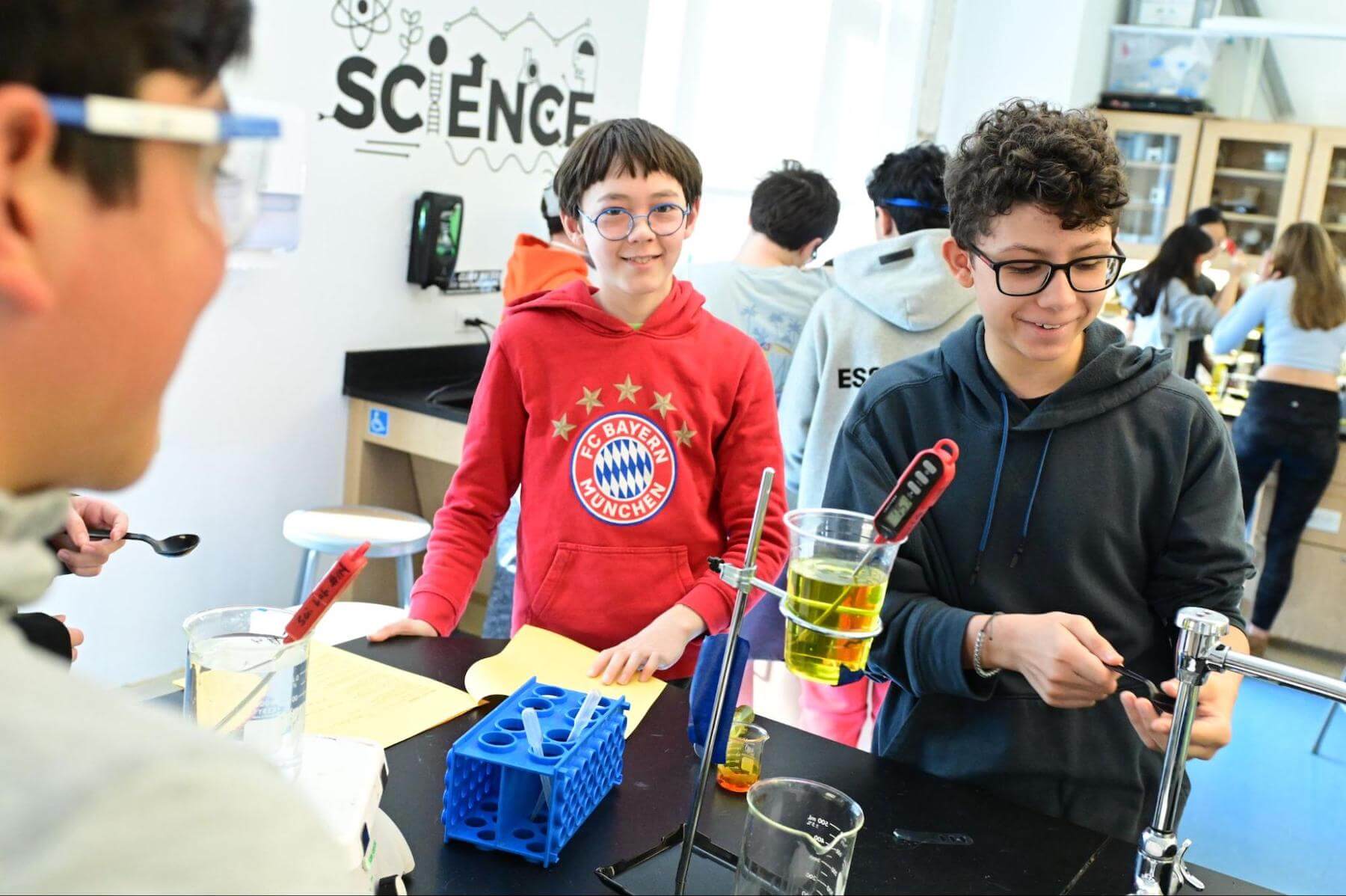7th Grade students at Ethical Culture Fieldston School perform a science experiment.