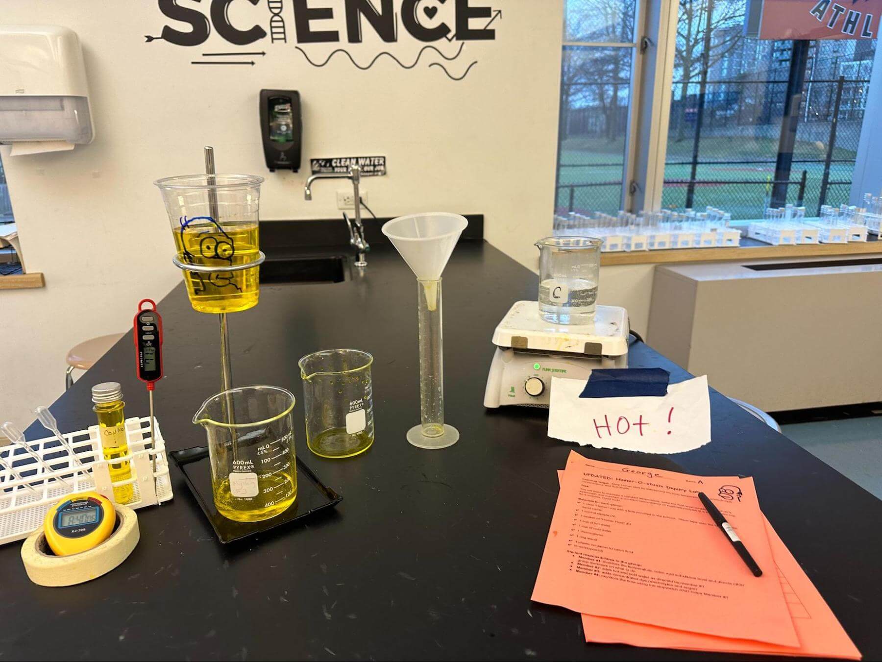 Ethical Culture Fieldston School science experiment at Fieldston Middle.