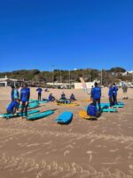 A group of Ethical Culture Fieldston Middle School students learn how to surf in Spain