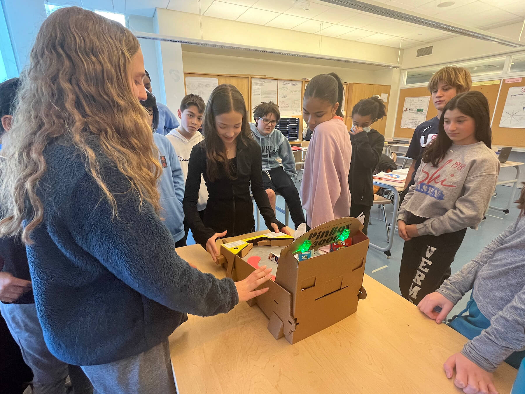 A group of Ethical Culture Fieldston 6th Grade students participate in a math presentation.