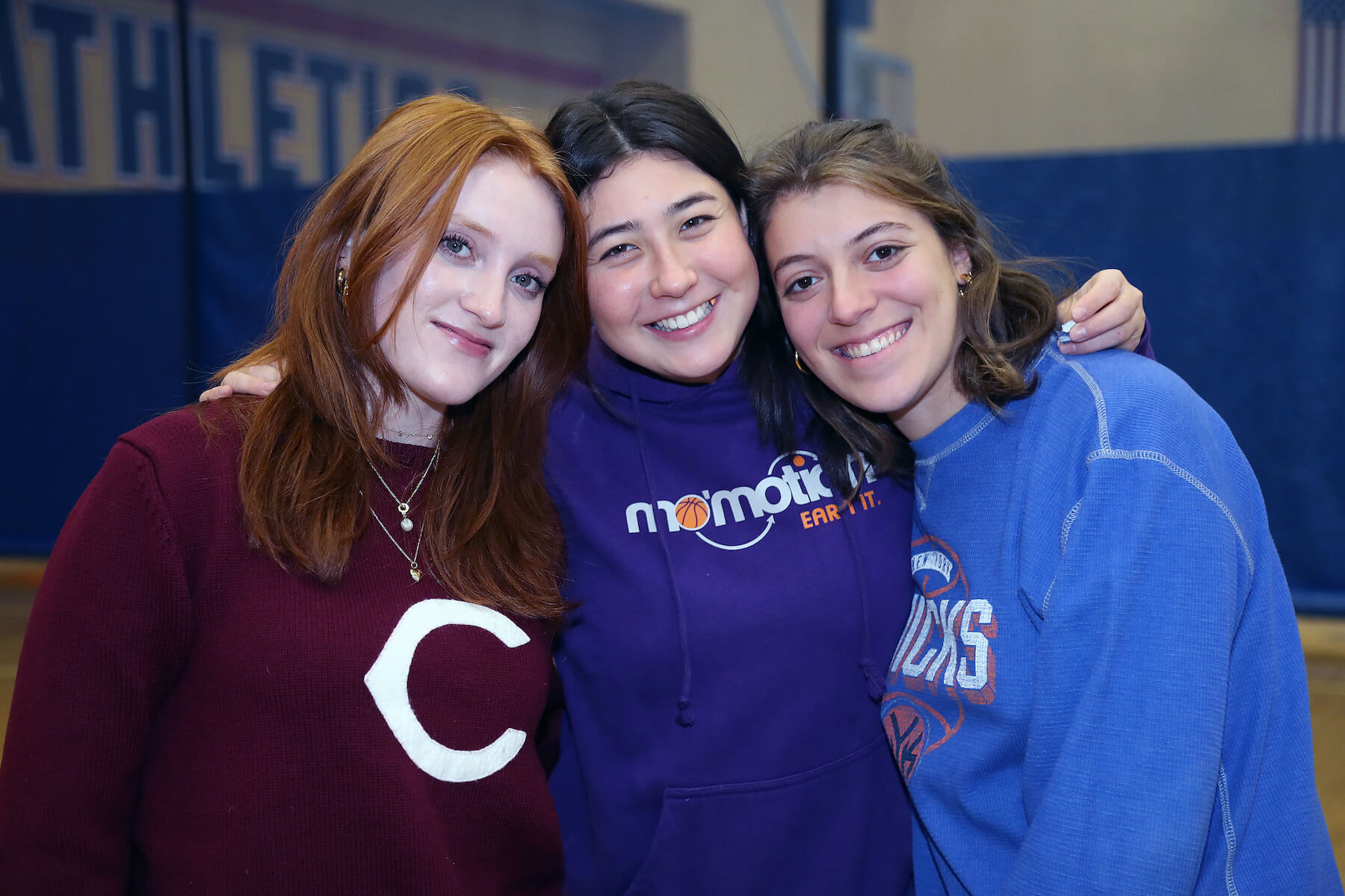 Ethical Culture Fieldston School Fieldston three Upper students stand together smiling