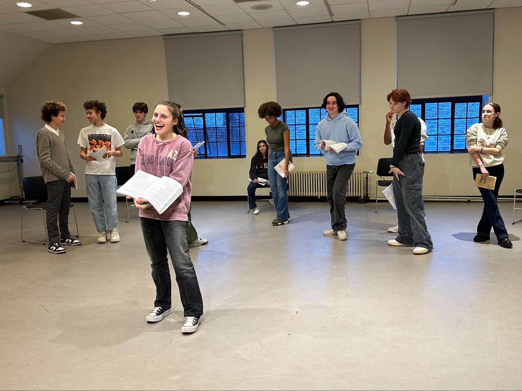 Ethical Culture Fieldston School theatre and drama students rehearse.