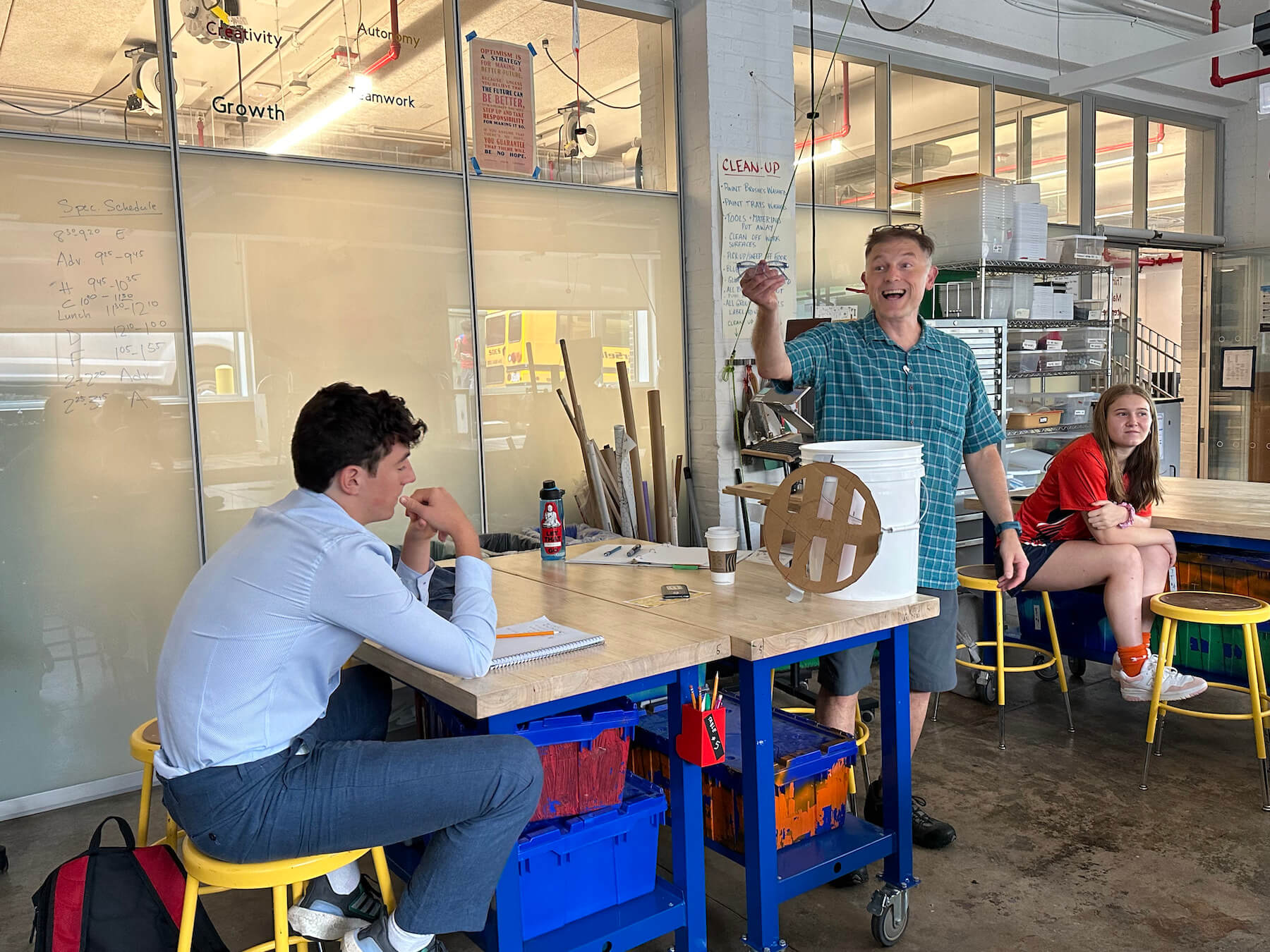 Ethical Culture Fieldston School students sit in an engineering class.