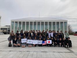 A group of Ethical Culture Fieldston Upper School students visit a Japanese high school