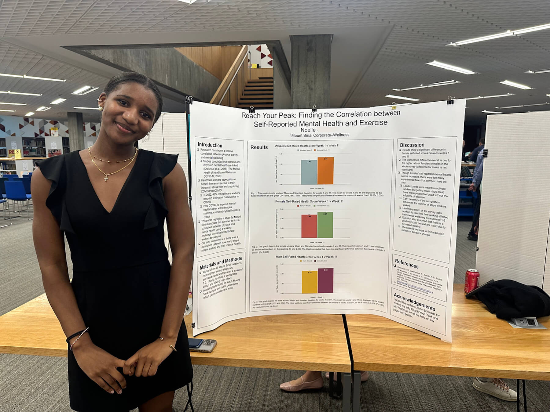 An Ethical Culture Fieldston School student speaks at science research event.