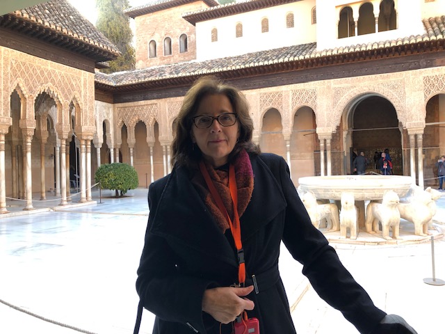 Esperanza Caño on a trip visiting the Alhambra, Granada, Spain.