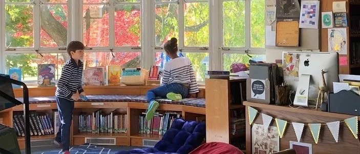 Students gather in Fieldston Lower library