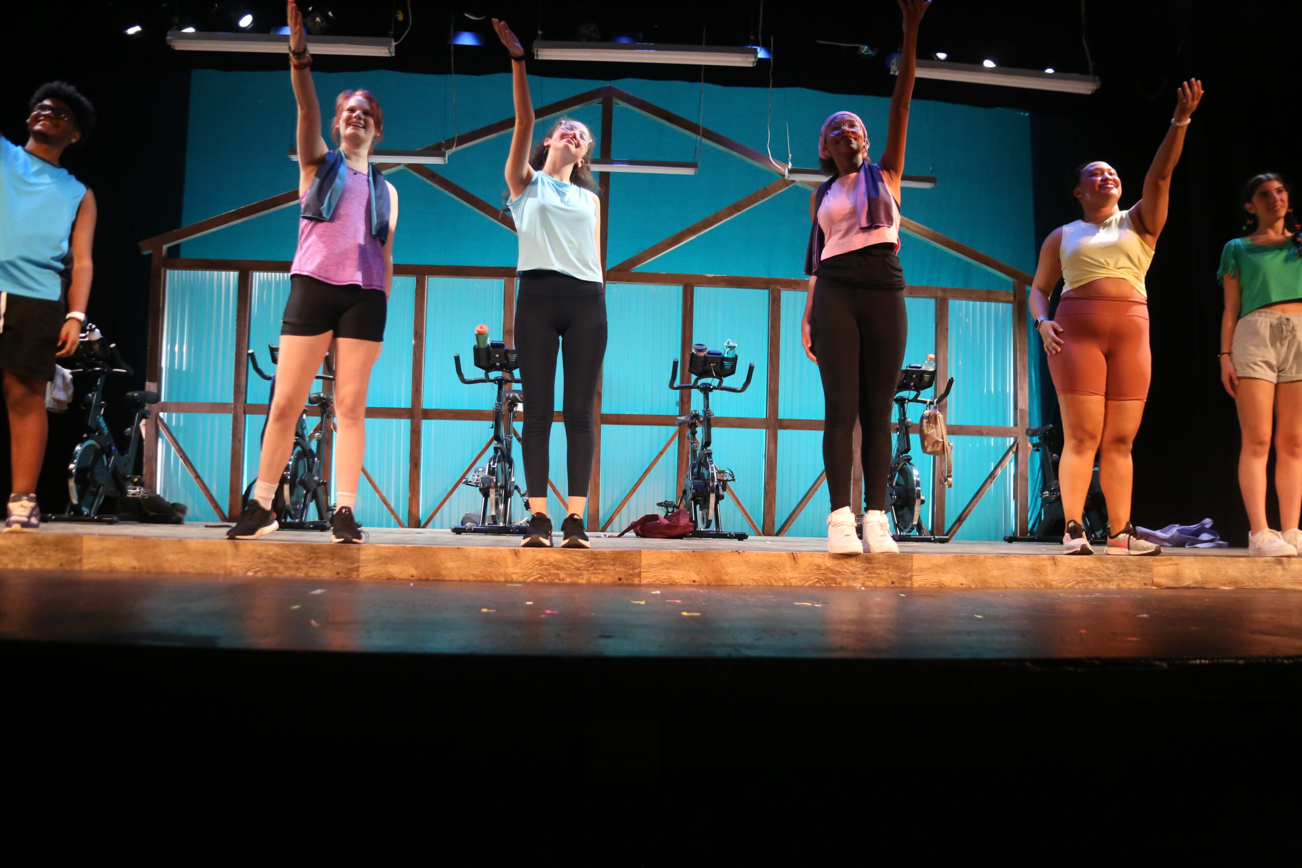 Fieldston Upper students on stage at the Ethical Culture Fieldston School bowing during the curtain call