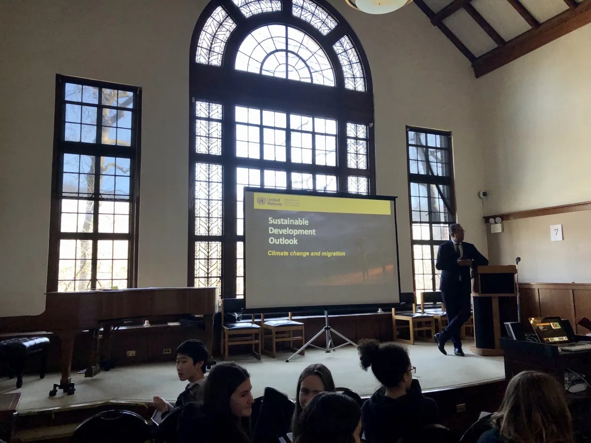 UN official gives presentation in student commons