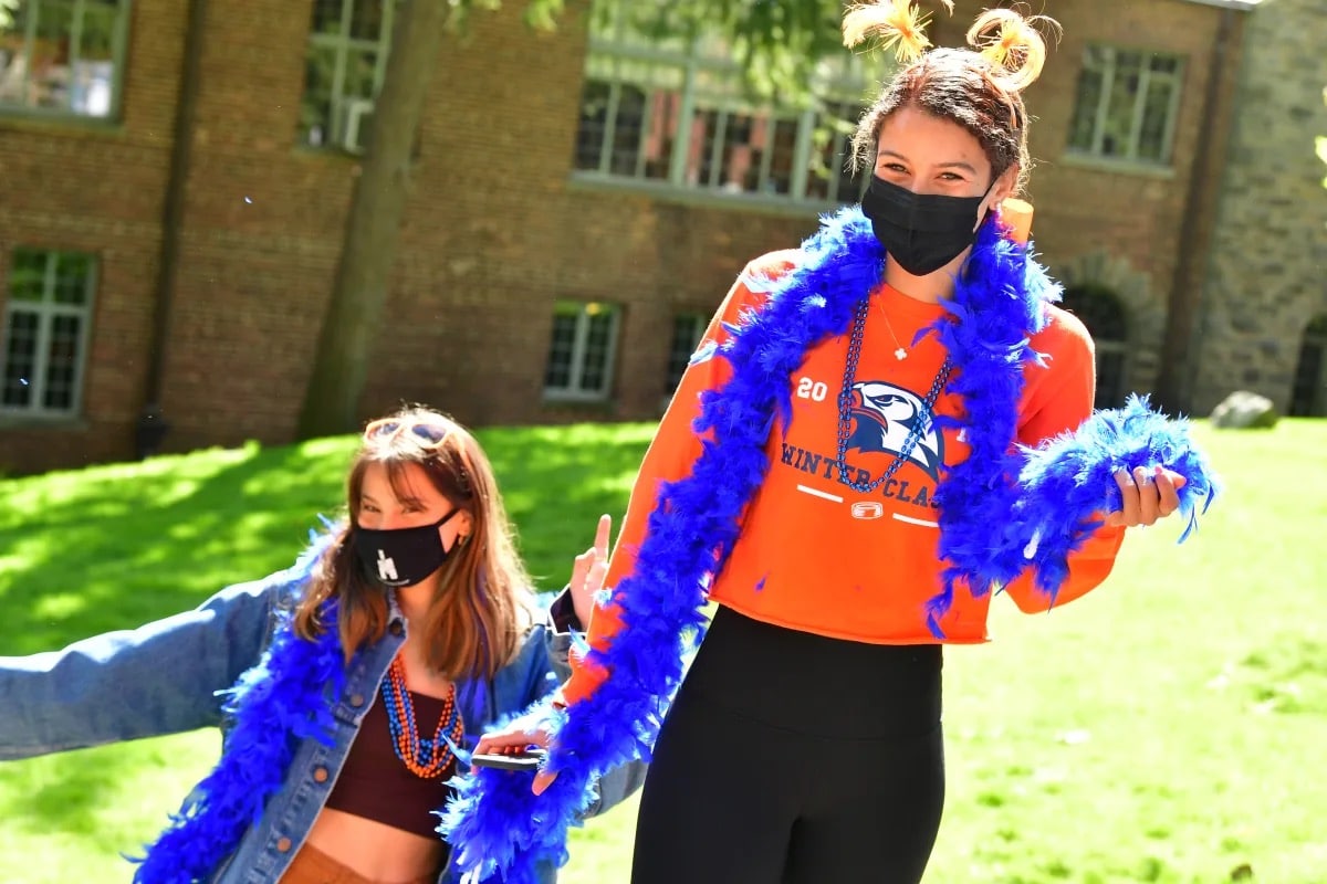 Students pose in Eagle spirit gear