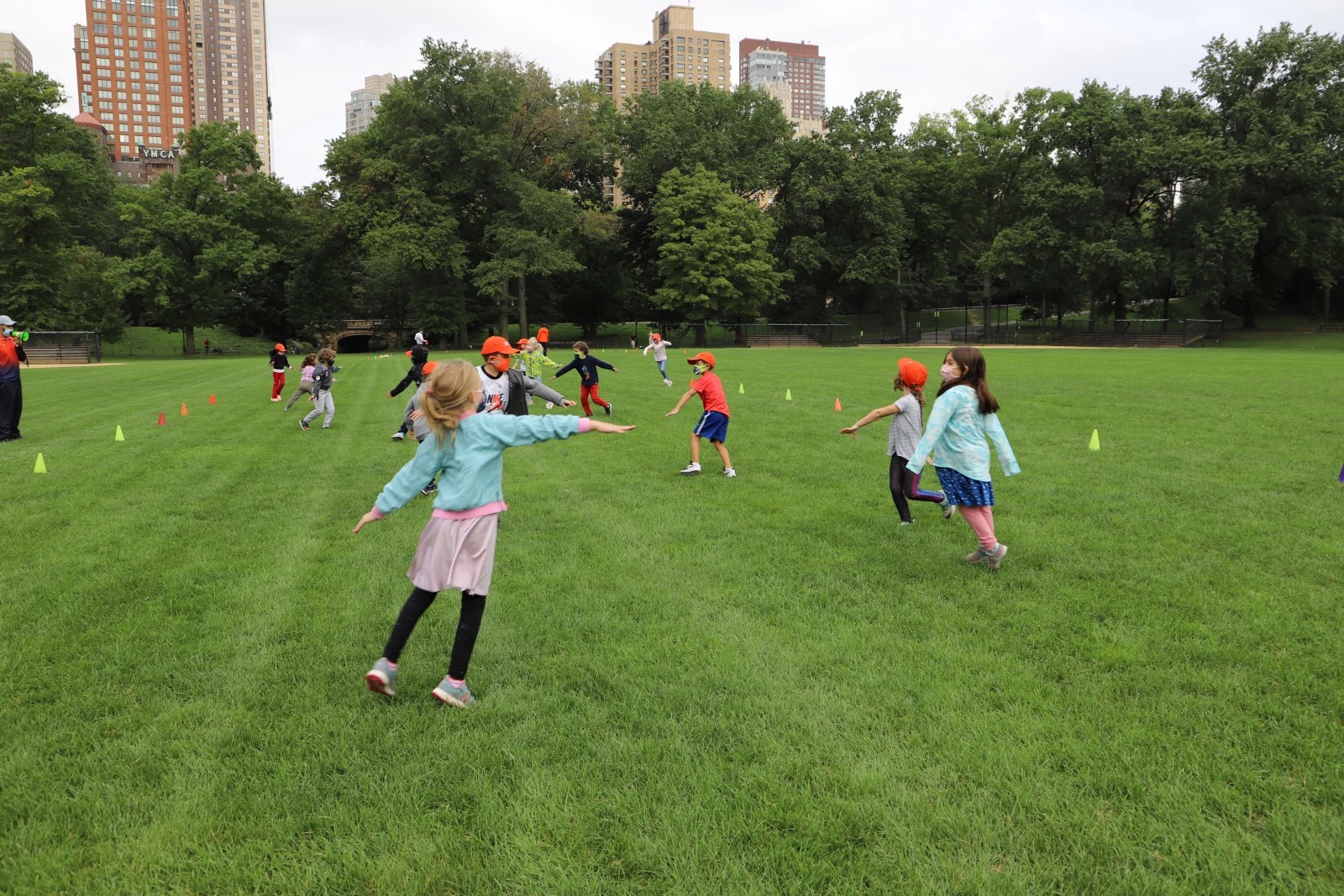 Students participate in outdoor P.E. class