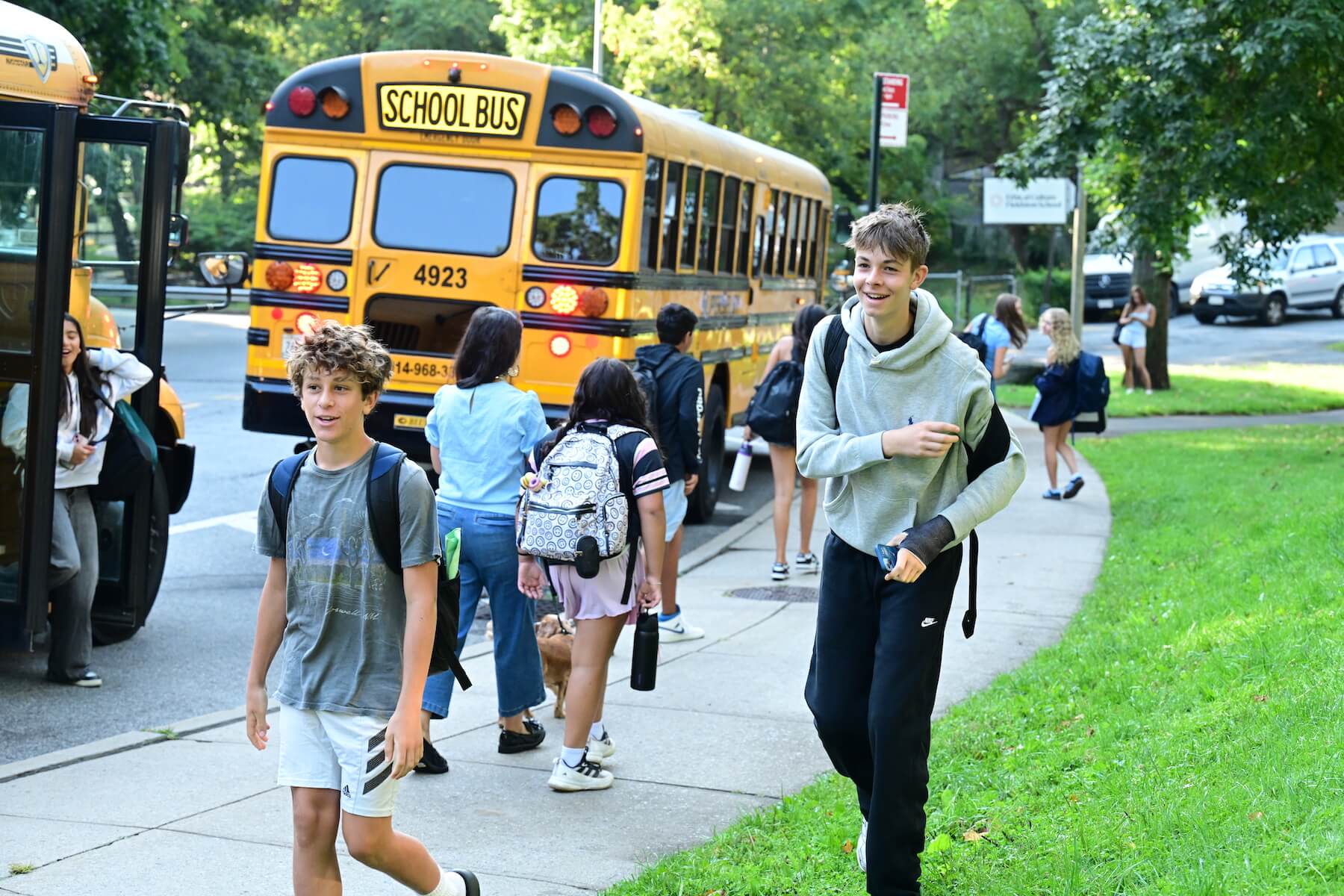 Two Fieldston Upper students on the first day of school